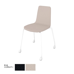 Mycket ミケット／キャスター脚／ホワイト塗装脚／張りぐるみ／レザー／背座ブライトグレー