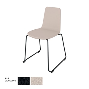 Mycket ミケット／サークル脚／ブラック塗装脚／張りぐるみ／レザー／背座ブライトグレー