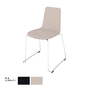 Mycket ミケット／サークル脚／メッキ脚／張りぐるみ／レザー／背座ブライトグレー