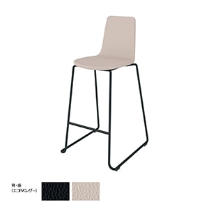 Mycket ミケット／ハイチェア／ブラック塗装脚／張りぐるみ／レザー／背座ブライトグレー