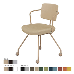 Liite　リーテ／背樹脂タイプ／キャスター脚／フレームベージュ／背ソフトベージュ／座ソフトベージュ／フローリング床用